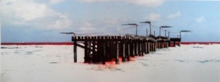 SANDRA RAMOS New Port Bridge, 2014 Técnica mixta e impresión sobre lienzo (Charcoal, acrylic painting on canvas print) 97 x 254 cm (39 x 100 in.)