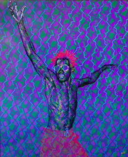 Evans Mbugua - Mon Statut d'Homme Libre - 2020 - 100x100cm - Oil on plexiglass & Photopaper
