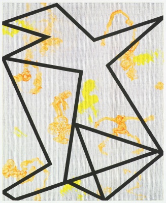 NÉSTOR SANMIGUEL DIEST, Contra el problema celeste, 2019-2021. Acrylic and inks on canvas, 61 x 50 cm. — Cortesía del artista y Maisterravalbuena, Madrid. Fotografía: Roberto Ruiz