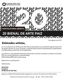 Convocatoria XX Bienal de Arte Paiz