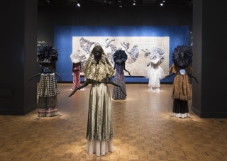 Installation view of Ruben and Isabel Toledo: Labor of Love at The Detroit Institute of Arts, 2019.  Courtesy of the artists and the Toledo Studio.