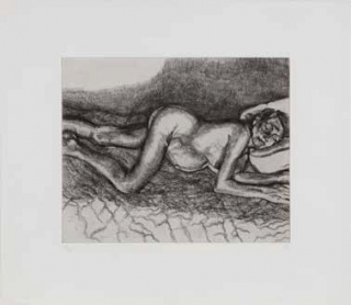 Lucian Freud: Before the Fourth, 2004. Grabado, plancha: 34,3 x 42,9; papel: 75,2 x 56,8cm, ed. de 46 — Cortesía de la galeía Marlborough