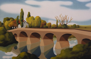 Max Berry, Bridge, óleo sobre lienzo, 60 x 92 cm., 2021 — Cortesía de My Name's Lolita Art