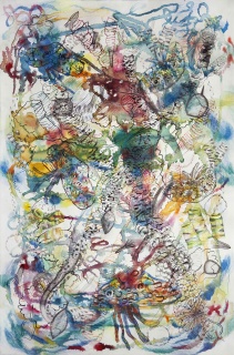 Anaïs Senli, Ohne Titel, mixta sobre paper, 120 × 80 cm – Cortesía de la Sala Parés