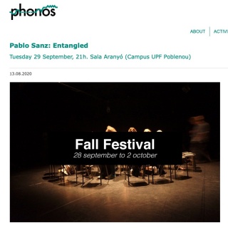 entangled - pablo sanz. PHONOS Festival de Tardor 2020