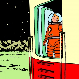 Aterrizaje en la Luna, página 4 © Hergé-Moulinsart 2018 — Cortesía de Obra Social "La Caixa"