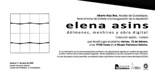 Invitación inauguración "Elena Asins. Dólmenes, menhires y obra digital"