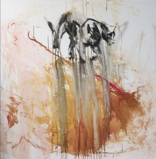 Adriana Cuellar, Tierra, acrílico sobre lienzo, 160 x 160 cm. — Cortesía de Beatriz Esguerra Arte