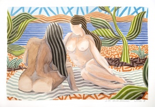 Javier Ortas, Dos chicas desnudas (acuarela) – Cortesía de la Galería Michel Menendez