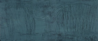 "Bord d'Etang", 2016, Acrilico c/ Grafite s/ Tela, 150 x 350 cm