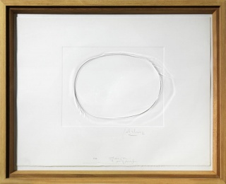 Jordi Alcaraz, “Idea per a un gravat”, 2016. Gofrado sobre papel y pisada sobre metacrilado, 74 x 61 x 5 cm. Edición: 20 ejemplares — Cortesía de la galería Atelier