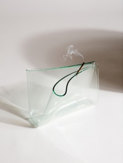 Tania Pérez Córdova, They say it’s like a rock, 2015. Glass from a window facing south and Nag Champa incense; 21 x 29 x 24 cm. Courtesy of the artist and joségarcía, mx Image courtesy of the artist