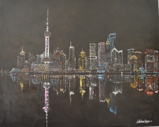 Reflejos de Shanghai. 73x92. Oleo/Lienzo