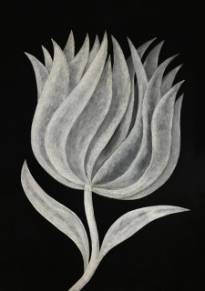 Pep Carrió, "Flor”, 2020. Pasta volumen + pirograbado. Papel Arches Velin 250gr . 76x112 cm. —Cortesía de Tiempos Modernos