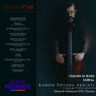 Concierto acústico de violoncello "Docta" por Ramón Poveda Arriati en Museo Ralli santiago