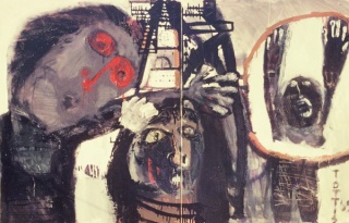 Gillermo Tottis, sín título, 1965, díptico, técnica mixta, 90 x 70 cm
