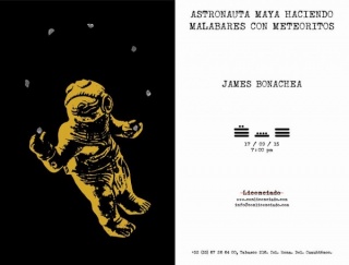 Astronauta maya haciendo malabares con meteoritos