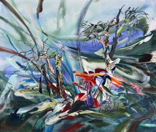 German Tagle, “El viento”, acrílico sobre tela, 142 x 174 cm., 2023 — Cortesía de la Galería Aninat