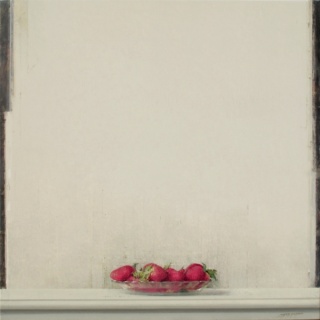 Carlos Morago, Fresas, 70x70 cm. Óleo sobre tabla