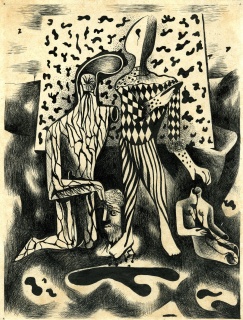 Juan Batlle Planas, Composición, 1935. Dibujo a tinta sobre papel, 25 x 19 cm. Colección Giselda Batlle. Crédito fotográfico: © Rolando Schere Arq. — Cortesia del Museu Fundación Juan March