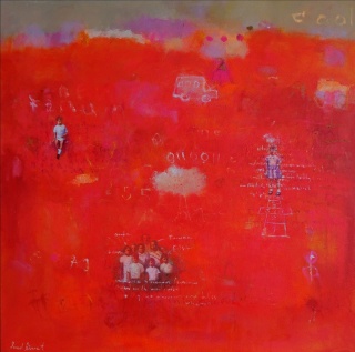 Ismael Rivera, Dulce rojo II, 2019, acrílico sobre lienzo, 78 x 78 cm. — Cortesía de Beatriz Esguerra Arte