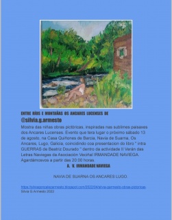 Imágen del cartel en relación a las obras expuestas en la Casa Quiñones Barcia de NAVIA DE SUARNA, obras inspiradas en Os Ancares Lucenses. Galicia España