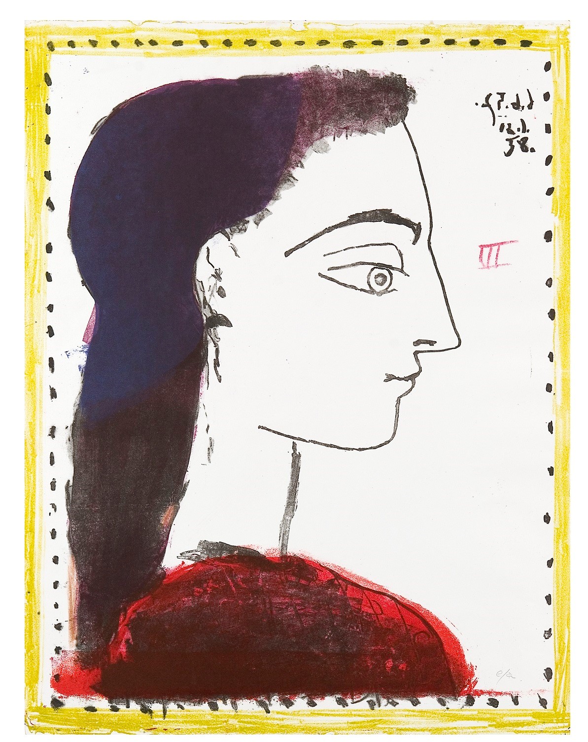 Jaqueline, pañuelo negro vestido rojo (1958) - Pablo Picasso