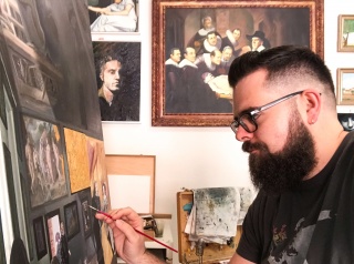 Pablo Alfaro pintando