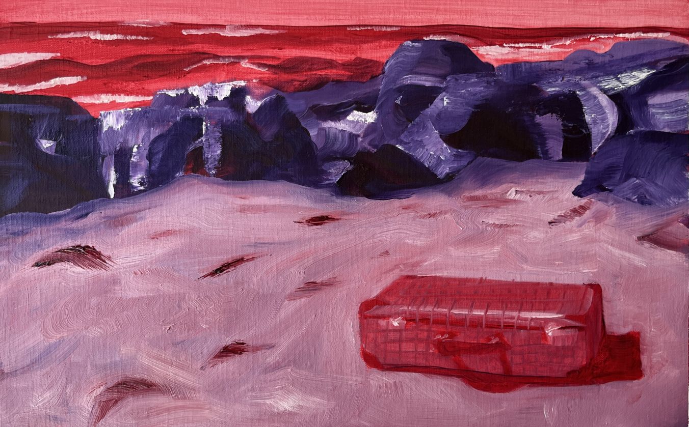 Vamos a la playa IV c, 2023 Série Me leva, Óleo sobre linho 25  x  40  cm (2023) - Odette Boudet