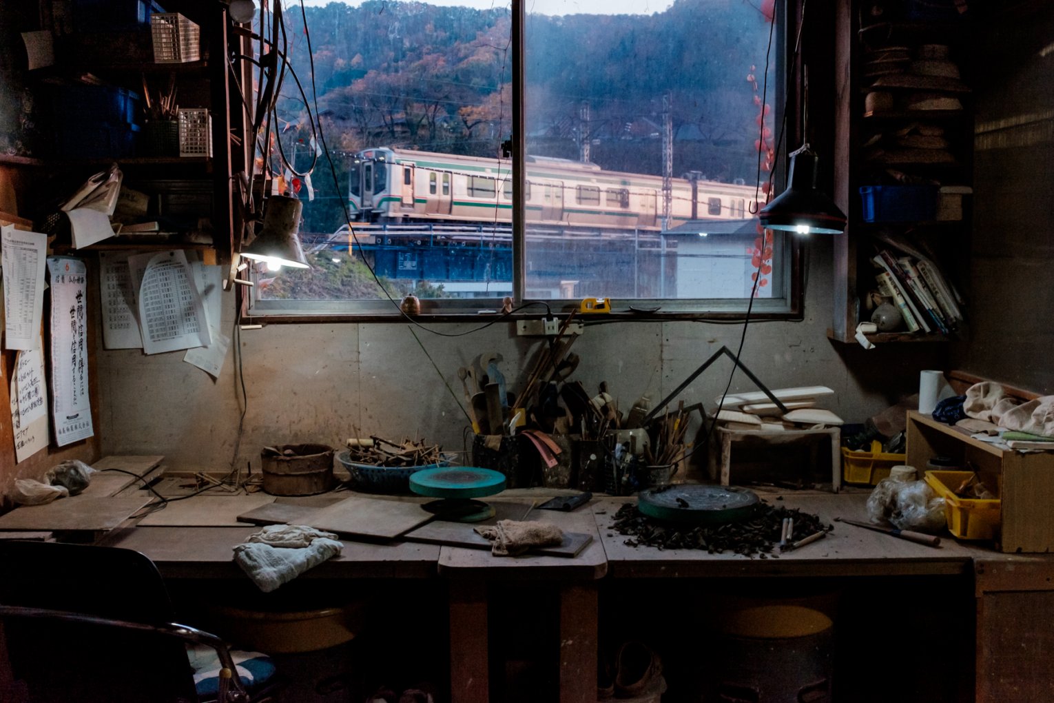 Rural Train at Dusk, The Potter of Yamadera’s Studio (2016) - George Nobechi