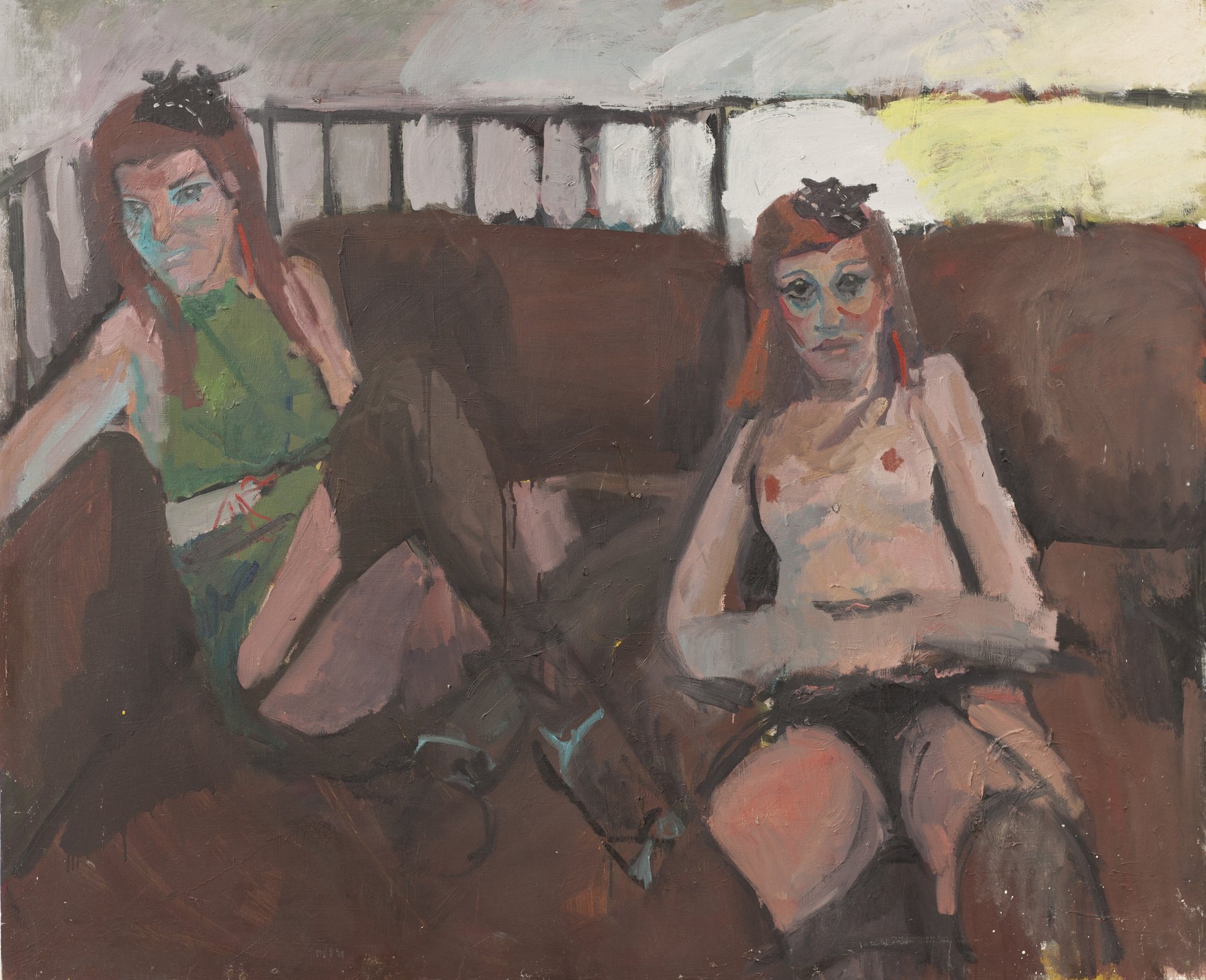 Natalies on the brown sofa. 2006. Oil on board. 122 x 150 cm .jpg (2006) - Armando Seijo