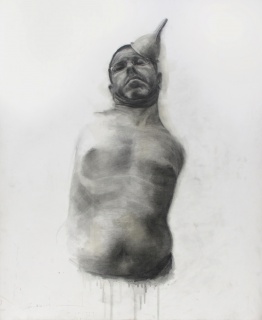tonto con capirote (autorretrato) 86 x 61 cm lapiz sobre papel