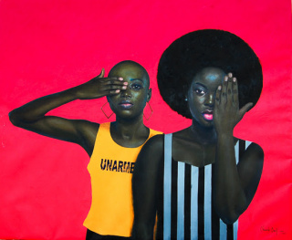 OLUWOLE OMOFEMI | Unarmed | 2020 | 152cm H x 183cm W | Oil and acrylic on canvas — Cortesía de Out of Africa Contemporary Art