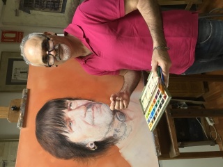 José Cerezo pintando Acuarela