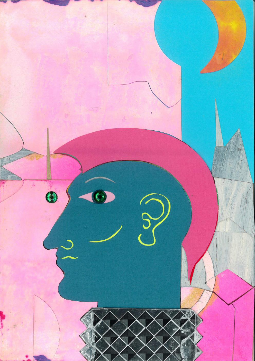 Collage rosa hielo ojos esmeralda (2025) - Manuel César de la Fuente Quintela