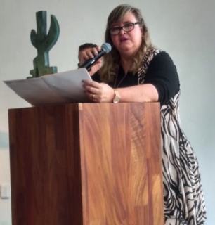 Carolina Ann Dubernard Smith en un acto en el Museo Morelense de Arte Contemporáneo Juan Soriano (MMAC)