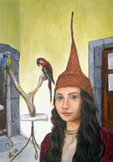 Self-Portrait with Parrots
