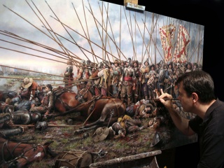 Augusto Ferrer-Dalmau pintando "Rocroi, el último Tercio"