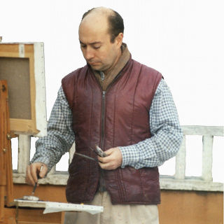 Luis Javier Gayá pintando en la Academia de España en Roma