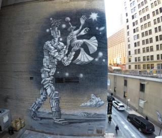 Gnosis. Mural for the Street Art For Mankind project (November 2019, 26th Bridge st., Lower Manhattan, New York, USA)
